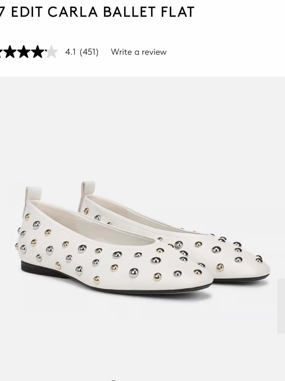 NEVER WORN Naturalizer White Studded Carla Ballet Flat, open to offers